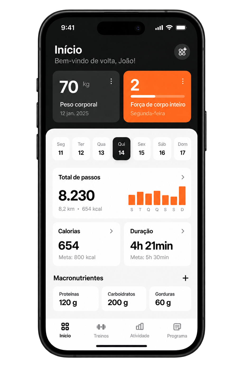 Mockup de aplicativo fitness criado na Fábrica de Funil